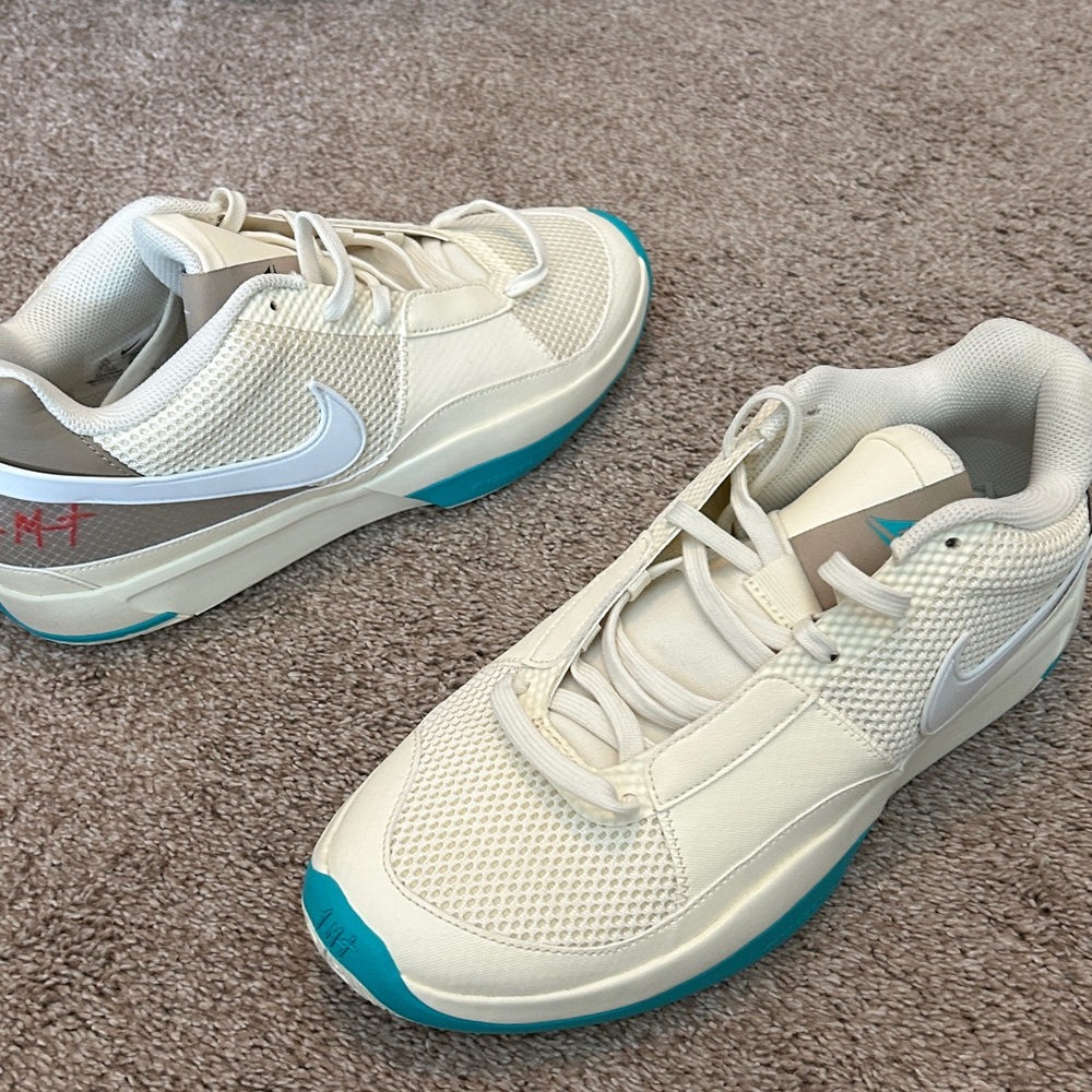 Nike Cream and Teal Athletic Shoes Ja Morant 1